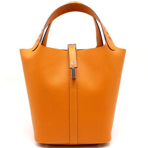 hermes picotin 22 abricot tressage de cuir bag